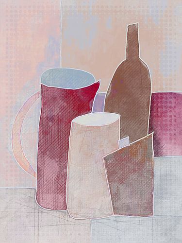Komposition mit Flasche und Krügen