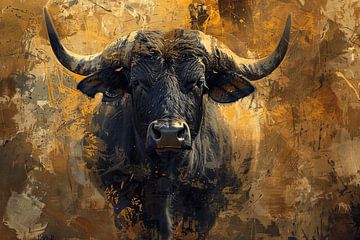 Majestic Silence - Portrait of a Wild Bull by Eva Lee