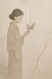 Ruhiges Relief — Origami-Laterne (Japandi Wabi-Sabi von Dream Designs art work