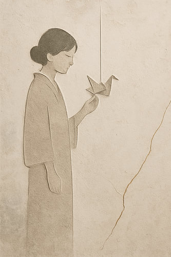 Ruhiges Relief — Origami-Laterne (Japandi Wabi-Sabi
