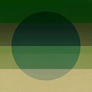 Neon kunst. Kleurrijk minimalistisch geometrisch abstract in groen, beige, bruin. van Dina Dankers thumbnail