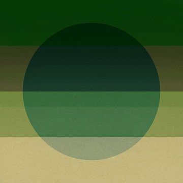 Neon kunst. Kleurrijk minimalistisch geometrisch abstract in groen, beige, bruin. van Dina Dankers