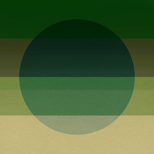 Neon kunst. Kleurrijk minimalistisch geometrisch abstract in groen, beige, bruin. van Dina Dankers