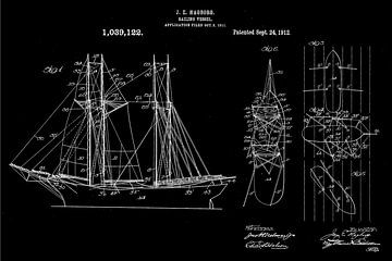 Blauwdruk van de Hagborg Zeilboot (1912) – Nautische Innovatie in Detail van Zeger Knops
