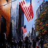 Schilderij 5th Avenue sunset New York City van David Berkhoff