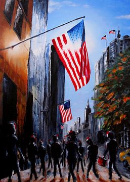 Schilderij 5th Avenue sunset New York City von David Berkhoff
