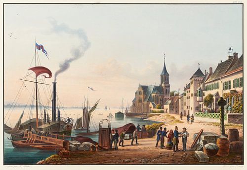 Gezicht op de stad Emerich, Pruisische grens, Johann Ludwig Bleuler
