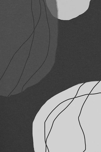 Modern abstract minimalist  shapes in black and white VII