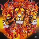 Wildes Löwen-Trio (echte Malerei) von Anja Semling Miniaturansicht
