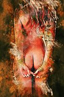 Vrouwelijke billen (mixed media, erotiek)