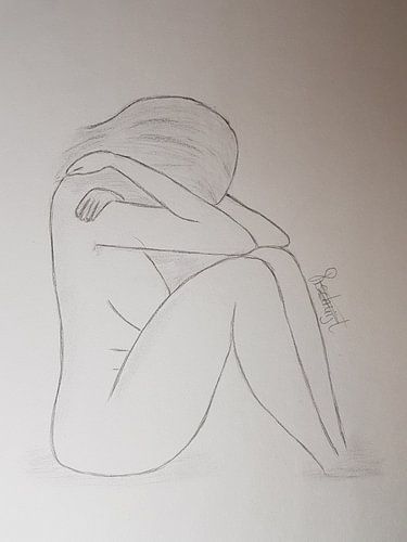 Schets somber naakt