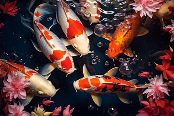 Koi carp in a garden pond in spring by Animaflora PicsStock