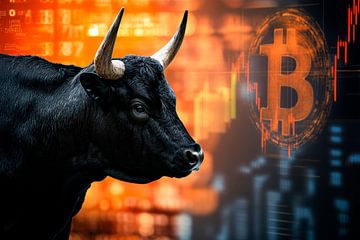 Stier en Bitcoin - dynamiek van de financiële markt van Poster Art Shop