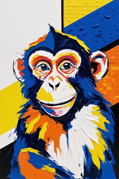 Portrait abstrait d'un singe coloré par Art & Soul Creations