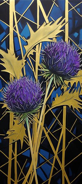 Luxe Distel Pracht | Moderne Distels van Abstract Schilderij