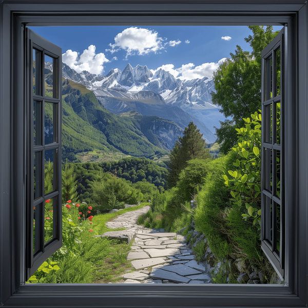 Window view of the Alps by Poster Art Shop