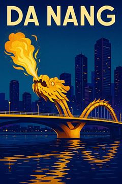 Da Nang Dragon Bridge Nightfire - Skyline Reflections & Urban Glow