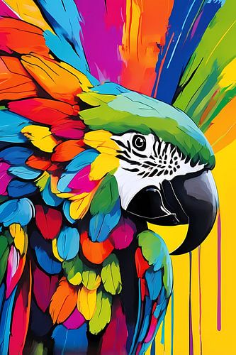 Kleurrijke papegaai in popart