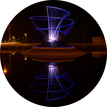 Verlichte fontein in Veendam van Arline Photography