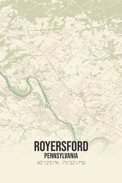 Carte ancienne de Royersford (Pennsylvanie), USA. sur Rezona