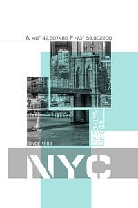 Poster Art NYC Brooklyn Bridge & Skyline