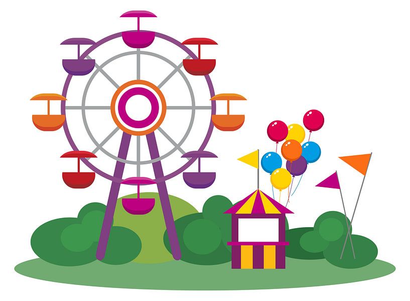 Colorful fair with Ferris wheel by Henny Hagenaars