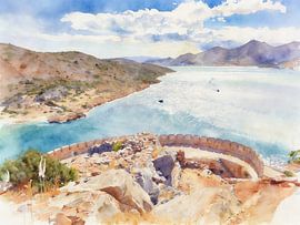 Kreta - Uitzicht vanaf Spinalonga over de baai van Mirabello