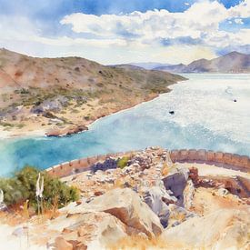 Kreta - Uitzicht vanaf Spinalonga over de baai van Mirabello van PhotoArt Claudia Kleemann