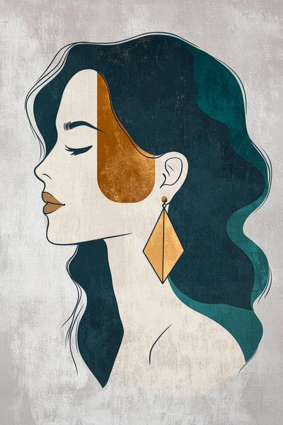 Elegante vrouw in poëtisch profiel van Poster Art Shop