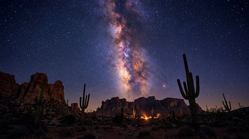 Milky Way over Desert Landscape