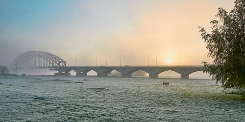 Oude IJsselbrug Zwolle at a misty sunrise