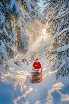 Kerstwandeling in het bos van Poster Art Shop