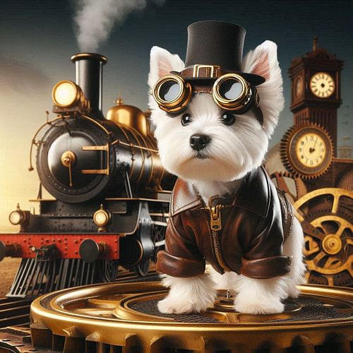 Hond zit bij de trein