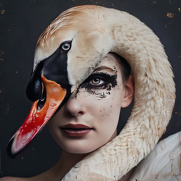 woman with swan by Egon Zitter