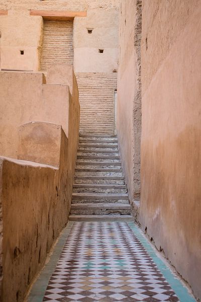 Gang in het El Badi Palace | Marrakesh Marokko | Afrika | Pastel van Wandeldingen