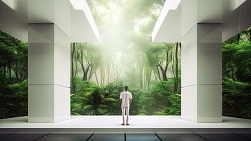 Forêt, architecture, homme dans un panorama sur Vlindertuin Art