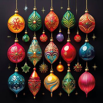 Colourful chic Christmas decoration on black