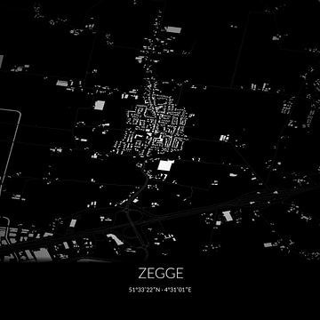 Schwarz-weiße Karte von Zegge, Nordbrabant. von Rezona
