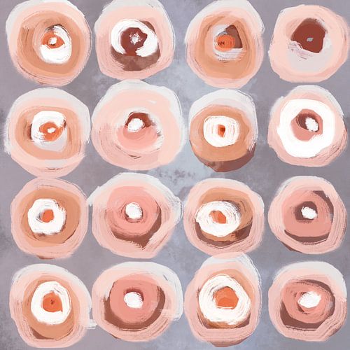 Abstracte geschilderde geometrie in roze, oranje, bruin en paars