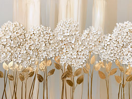 Weiße Hortensie mit Gold von IamHomeStudio