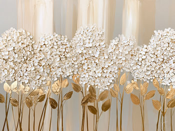 White hydrangea with gold