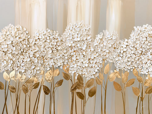 Witte hortensia met goud