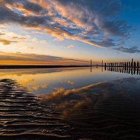 Le reflet du coucher de soleil à Cadzand sur Robby's fotografie