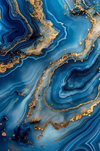 Marmer - Blauw met goud