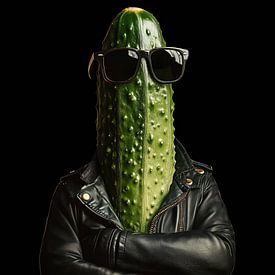 Gurke in lederjacke und sonnenbrille porträt von TheXclusive Art