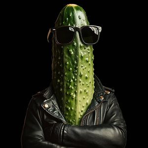 Gurke in lederjacke und sonnenbrille porträt
