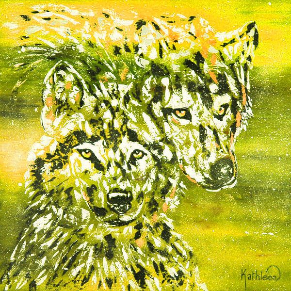 Loup d'hiver jaune par Kathleen Artist Fine Art