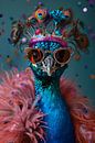 Bunter Pfau Mit Retro Brille Feiert Lustige 60er Geburtstagsparty von Poster Art Shop Miniaturansicht