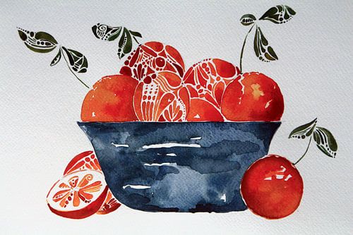 Abstract stillfe - Bowl with oranges von Melismart