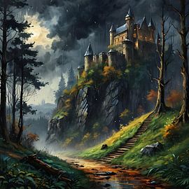 Woodhouse Castle, castle on a mountain in the forest